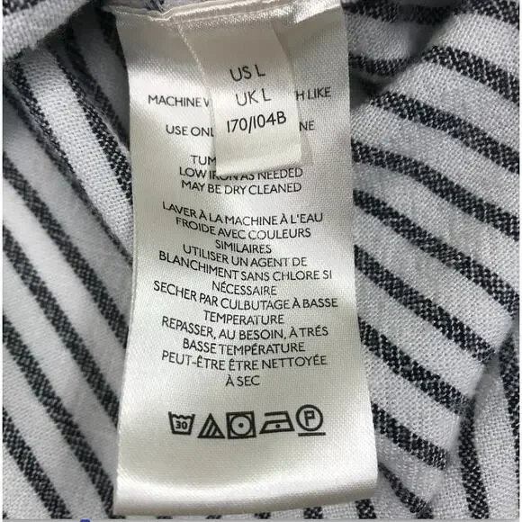 FREE PEOPLE One & Only Linen Blend Blouse Tunic Sz L Black White Boho Festival - Picture 10 of 11